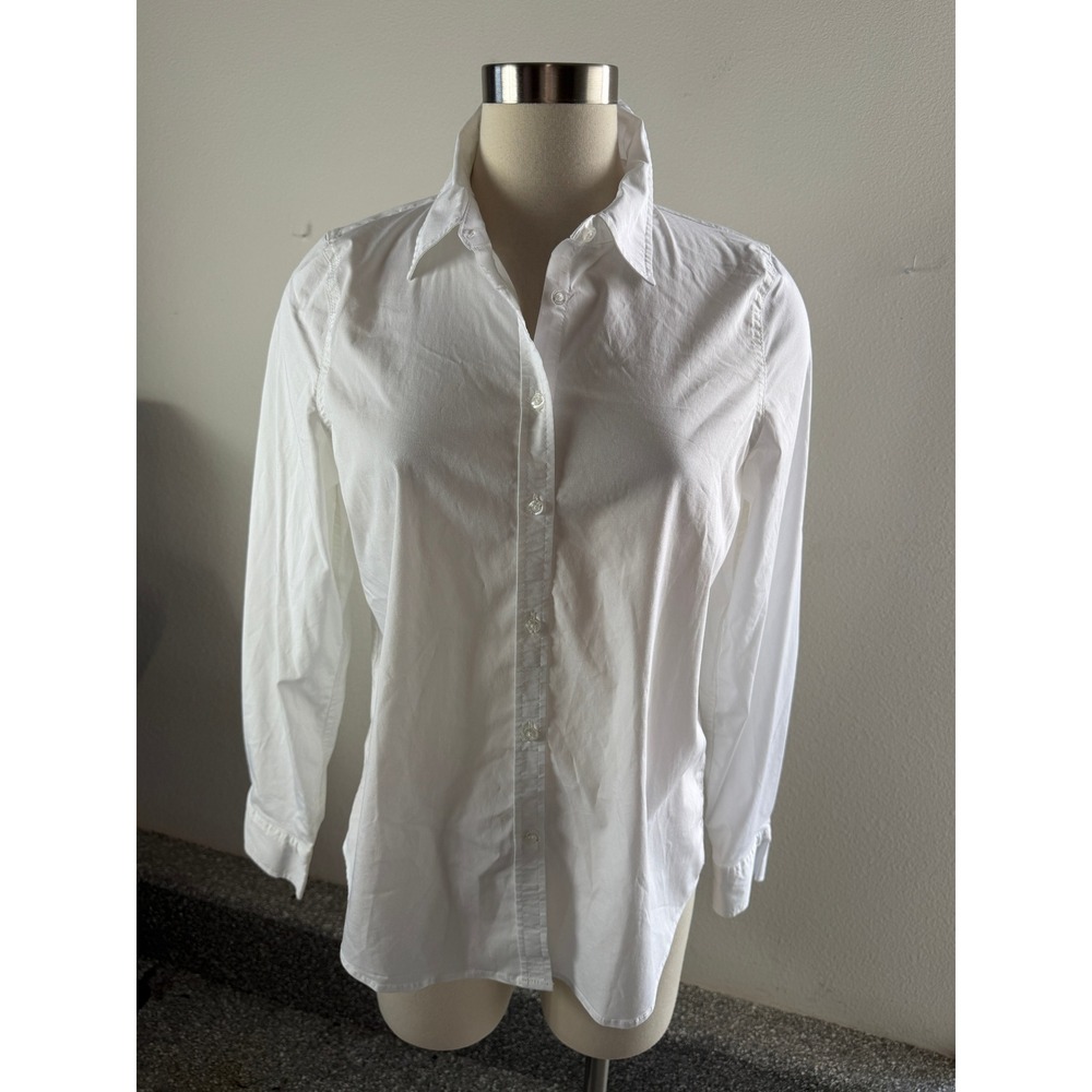 Chaps Womens Medium White Long Sleeve Button Down Shirt Blouse